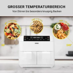 N8WERK Doppel-Heißluftfritteuse - 7,6l Heißluft Fritteuse Friteuse Fritöse XL Air Fryer Edelstahl Doppelkorb 2x 3,8L -Haushaltswaren Store 2d126cbdf2ddc1e9e2cef060827f4944