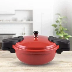 Express-Dampfkochtopf - Schonendes Und Schnelles Kochen - Schnellkochtopf Mit 2.2 Liter Fassungsvermögen - Alle Herdarten - Dampfkochtopf - Spülmaschinenfest - Farbe Rot