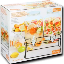 Cuisine Elegance Getränkespender Mit Ständer 2 X 4 Liter - Cocktails, Wasserspender, Saftspender, Karaffe, Glas Zapfhahn - Transparent/Schwarz -Haushaltswaren Store 33de2a697e5386fa97fbca521ff1c50c