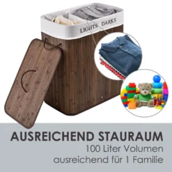 Juskys Bambus Wäschekorb Curly – 100 Liter Wäschesammler Mit Deckel, Griff & Stoff Wäschesack – 2 Fächer Wäschesortierer – Wäschebox In Braun 13 Juskys Bambus Wäschekorb Curly – 100 Liter Wäschesammler Mit Deckel, Griff & Stoff Wäschesack – 2 Fächer Wäschesortierer – Wäschebox In Braun -Haushaltswaren Store 33e9df577f4a244ca8077177cc79cf01
