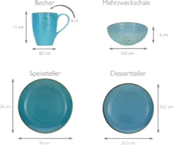 CreaTable 20157 Kombiservice Nature Collection Aqua Für 4 Personen, Steinzeug, Aqua (1 Set, 16-teilig) -Haushaltswaren Store 343b6934b8cf8ef0366eb85e6d030ec6