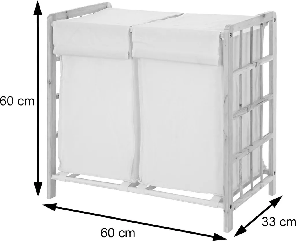 Wäschesammler HWC-B60, Laundry Wäschebox Wäschekorb, Massiv-Holz 2 Fächer 60x60x33cm 68l Hellbraun, Bezug Creme 12 Wäschesammler HWC-B60, Laundry Wäschebox Wäschekorb, Massiv-Holz 2 Fächer 60x60x33cm 68l Hellbraun, Bezug Creme – Bild 10