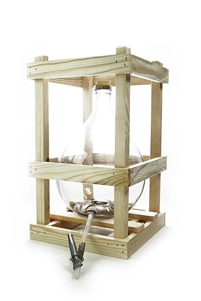 Glasballon Im Holzgestell ❀ 5 Liter ❀ Mit Ablaufhahn & Korken 2 Glasballon Im Holzgestell ❀ 5 Liter ❀ Mit Ablaufhahn & Korken