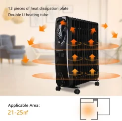 Aigostar Ölradiator Energiesparend 2500W Elektrische Heizung Mobile Ölgefüllter Elektro Heizkörper, Radiator 13 Rippen, 3 Heizstufen, Thermostat Überhitzungsschutz, Schwarz -Haushaltswaren Store 35a92e46d917d90bc1e01baec19035fd
