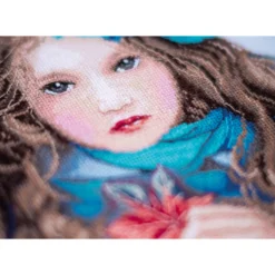 Lanarte PN-0188640 Kreuzstichpackung Blaues Blumenmädchen -Haushaltswaren Store 3648a246fe195fc34d8f671abe62d39a