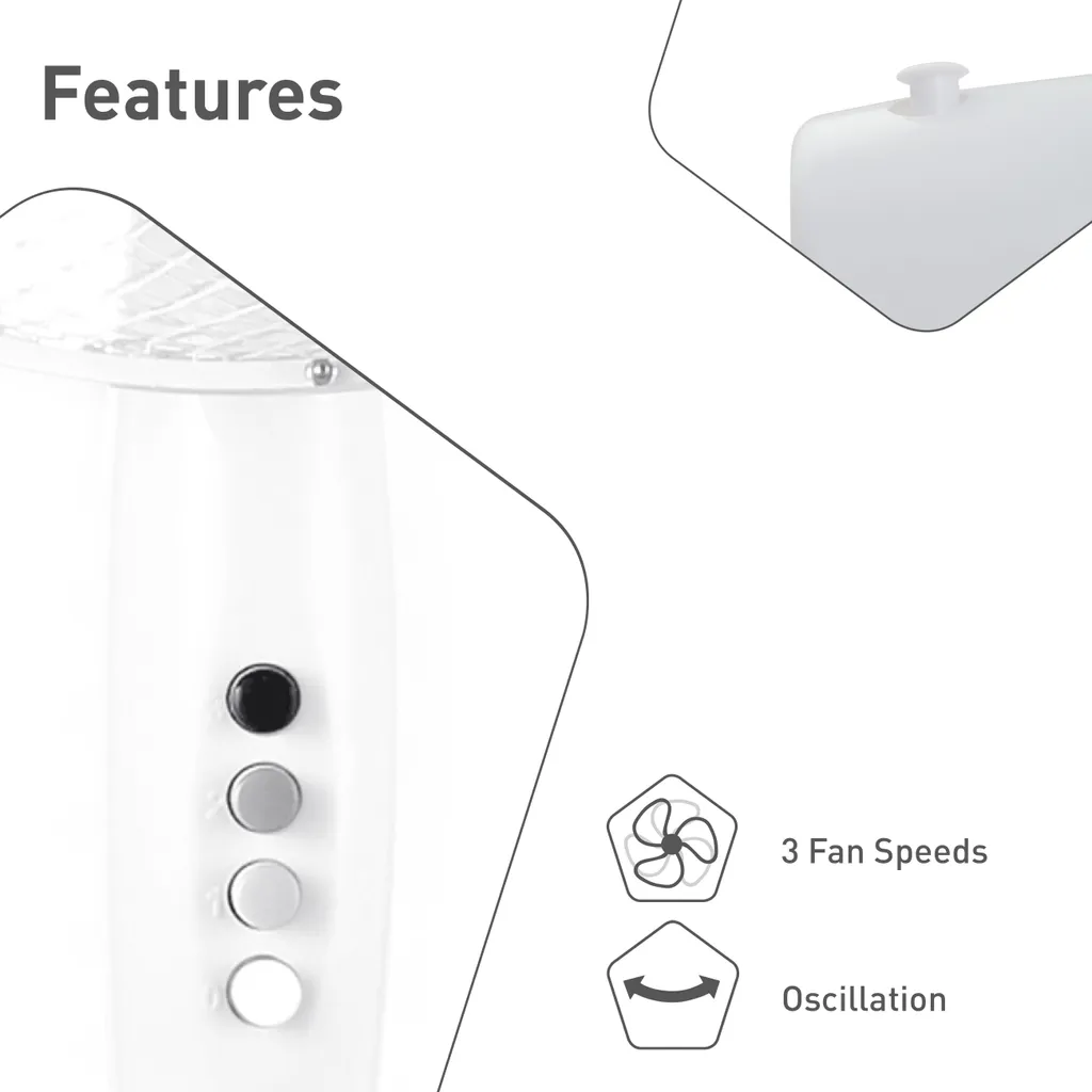 SUNTEC Ventilator Leise | Stand Standventilator CoolBreeze 4000 | Leise 40 Cm Durchmesser, 50 Watt | Fan Windmaschine Weiss | Für Bett, Schlafzimmer, Büro, Wohnung, Terrasse 6 SUNTEC Ventilator Leise | Stand Standventilator CoolBreeze 4000 | Leise 40 Cm Durchmesser, 50 Watt | Fan Windmaschine Weiss | Für Bett, Schlafzimmer, Büro, Wohnung, Terrasse – Bild 4