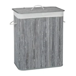 Relaxdays 1 X Wäschekorb Bambus Mit 2 Fächern Grau 21 Relaxdays 1 X Wäschekorb Bambus Mit 2 Fächern Grau -Haushaltswaren Store 37cd15d6f1c8ba8df8334f4a4425fb5f