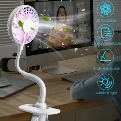 Klippbarer Ventilator Akku Leise USB Klemmbarer Tischventilator Schwenkbar 360° 3 Geschwindigkeiten Wiederaufladbar Schreibtisch Mini Auto Clip-Ventilator Fan -Haushaltswaren Store 384cb8ccd7454b823805d96437718418
