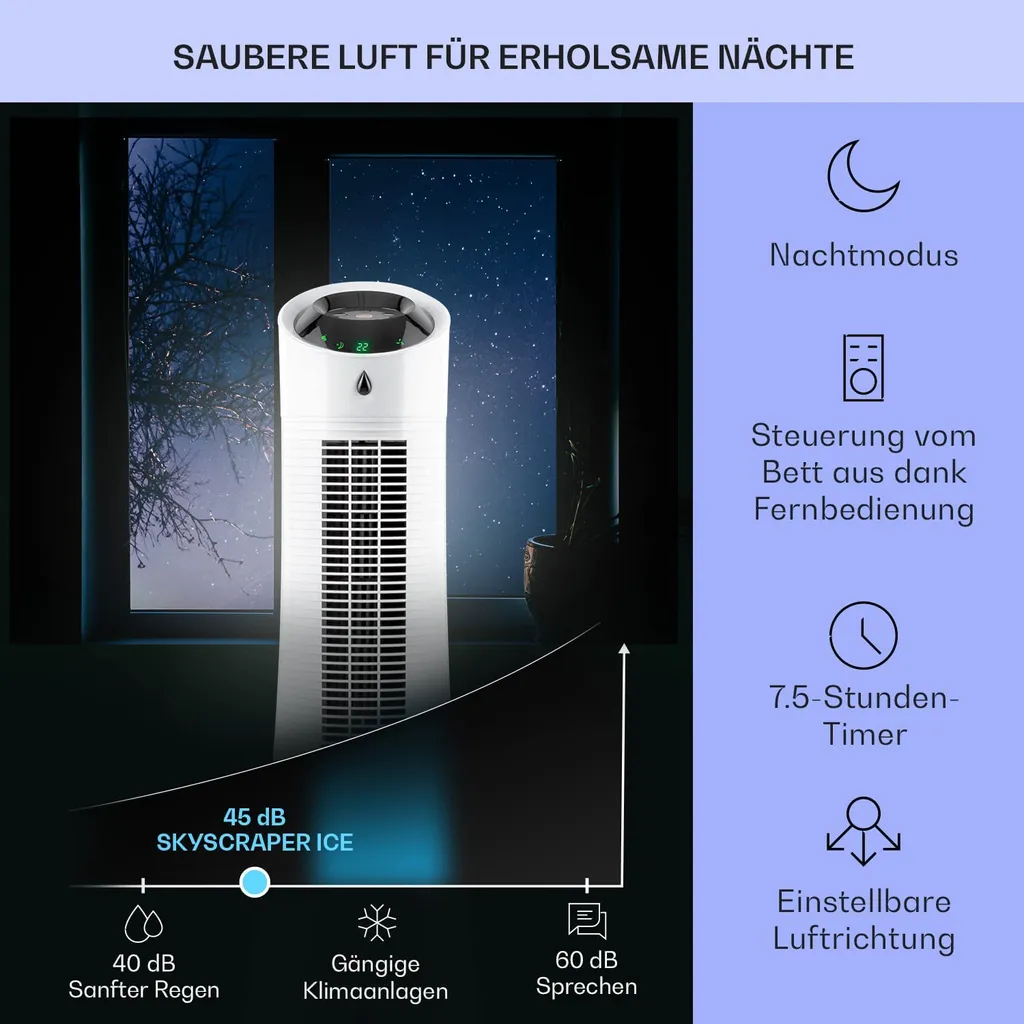 Klarstein Mobiles Klimagerät Ohne Abluftschlauch - Luftkühler Mit Wasser Ventilator Luftbefeuchter Luftreiniger Funktion - 6L Wassertank - Air Cooler Klimaanlage Mobil Mit Fernbedienung - Weiß 6 Klarstein Mobiles Klimagerät Ohne Abluftschlauch - Luftkühler Mit Wasser Ventilator Luftbefeuchter Luftreiniger Funktion - 6L Wassertank - Air Cooler Klimaanlage Mobil Mit Fernbedienung - Weiß – Bild 4