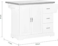 SoBuy FKW41-ST Luxus-Küchenwagen Mit Edelstahlplatte Küchenschrank Sideboard Mit Erweiterbarer Arbeitsfläche Servierwagen BHT Ca.:130x91x46(+25) Cm -Haushaltswaren Store 3c1a00eba0391c256b02d11bc53101d2