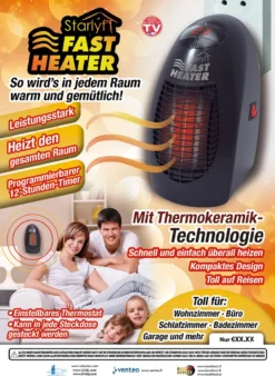 Starlyf® Fast Heater - 400W Tragbare Und Leistungsstarke Steckdosen-Mini-Heizung Schwarz - Original Aus Der TV-Werbung -Haushaltswaren Store 3e4ce2a2a5bc077063695f6683bb6e39