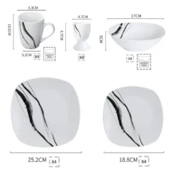 VEWEET Tafelservice 'Teresa' Aus Porzellan 20 Teilig, Geschirrset Beinhatlet Eierbecher, Kaffeetassen, Müslischalen, Dessertteller Und Flachteller, Geschirrservice Für 4 Personen -Haushaltswaren Store 3e509db060a11382850cc34f5c14c624