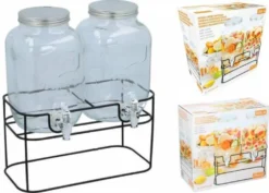 Cuisine Elegance Getränkespender Mit Ständer 2 X 4 Liter - Cocktails, Wasserspender, Saftspender, Karaffe, Glas Zapfhahn - Transparent/Schwarz -Haushaltswaren Store 3e5cba11ec8f2e048503f93b8bc6f78c