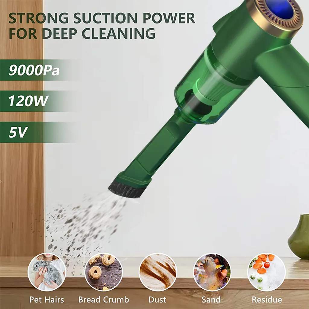 Auto Staubsauger, Rikimxin Handstaubsauger 9000Pa Starke Power Sauger Tragbarer Mini Autostaubsauger Kabellos Wiederaufladbar Staubsauger Mit LED-Licht 90° Rotation Vakuum ,Green 9 Auto Staubsauger, Rikimxin Handstaubsauger 9000Pa Starke Power Sauger Tragbarer Mini Autostaubsauger Kabellos Wiederaufladbar Staubsauger Mit LED-Licht 90° Rotation Vakuum ,Green – Bild 7
