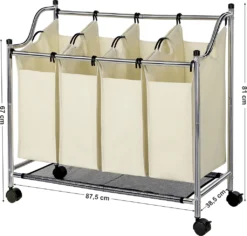 SONGMICS Wäschekorb Mit 4 Fächern Beige 140 L Faltbar Eisengetsell 4 ×35 L Wäschesortierer Wäschebox Wäschewagen Wäschesammler Aus Polyester LSF005S -Haushaltswaren Store 405076c87afb628959dd75a474c49df2