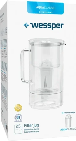 Wessper Wasserfilterkanne Aus Glas 2.5 L Kompatibel Mit Brita Classic -wasserfilterkartuschen | Inklusive 1 Wasserfilter-kartusche, Reduziert Kalk Und Chlor, Weiß -Haushaltswaren Store 40b34cadbfa82f308e7ecc727d3c2e4f