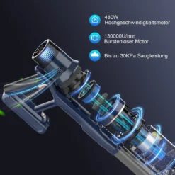 VICSONIC S7 Akku Staubsauger, 30000PA/480W Starke Saugleistung Staubsauger Kabellos Bis Zu 65 Min Laufzeit, 7-in-1 Staubsauger Beutellos, Smartes Touch Display, 180 ° Faltbar, 4 Leistungstufe, Blau 20 VICSONIC S7 Akku Staubsauger, 30000PA/480W Starke Saugleistung Staubsauger Kabellos Bis Zu 65 Min Laufzeit, 7-in-1 Staubsauger Beutellos, Smartes Touch Display, 180 ° Faltbar, 4 Leistungstufe, Blau -Haushaltswaren Store 43d1258136aa14a48d46beac61ffec91