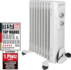 CLATRONIC Öl-Radiator RA 3736 9 Rippen Weiß -Haushaltswaren Store 44ee7f3c7a89443d2693b968999993e0