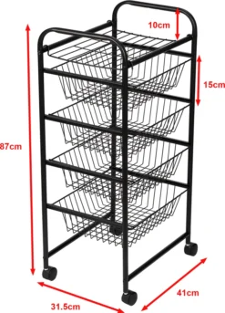 Küchenwagen ’Rudbjerg’ Mit 4 Gitterkörben Metall Schwarz 11 Küchenwagen ’Rudbjerg’ Mit 4 Gitterkörben Metall Schwarz -Haushaltswaren Store 4503ff04e2188c1ad8b6cdcb98f9ea18