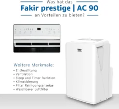 Fakir AC90 Klimagerät, Max. Raumgröße: 85 M³, 9.000 BTU/h -Haushaltswaren Store 453e79b600a1359e466d8d49f8efbdf6