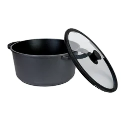 AXENTIA Aluguss Kochtopf Blackline Ø 28 Cm Mit ILAG-Antihaft-Beschichtung, Deckel Aus Glas Mit Silikon-Stoßrand Und Nudelsieb-Ersatz, Alle Herdarten -Haushaltswaren Store 45f36788677daad53b08dbf53a47bc32
