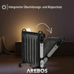 AREBOS Mica Konvektor 2000 W | Wärmewellenheizer | Elektroheizung | Konvektor-Heizung | Mobile Elektroheizung Energiesparend | Leise Heizung | Mobiler Elektro Heizlüfter Mit 2 Heizstufen | Schwarz -Haushaltswaren Store 4642eb9243013a1bfd2c0d2477745908