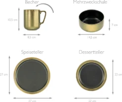 CreaTable 23592 Kombiservice Modern Industrial Für 4 Personen, Steinzeug, Schwarz/gold (1 Set, 16-teilig) -Haushaltswaren Store 46c1de60d245fbc7cd8630a96e1f4066