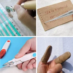 14 Stück Leder Werkzeug Set - Leder Handwerk Handnähen Werkzeuge Mit Nadeln, Gewinde, Maßband, Bohrer Für Leder Leinwand Nähen -Haushaltswaren Store 479abec4ae2a3e1f91e1773b1a9d627b