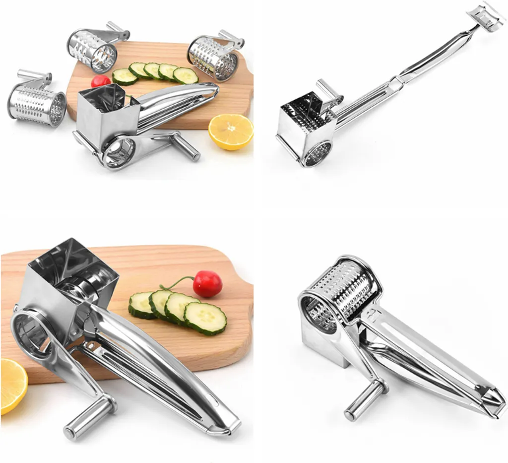 4 In 1 Edelstahl Manuelle Rotary Käsereibe Aus Edelstahl Gemüse Kaese Cutter Käseraspel Käsereiben Mit 4 Ersatzköpfe 4 4 In 1 Edelstahl Manuelle Rotary Käsereibe Aus Edelstahl Gemüse Kaese Cutter Käseraspel Käsereiben Mit 4 Ersatzköpfe – Bild 2