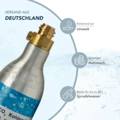 2 X CO2 Reserve-Zylinder Für 425g | 60l Sprudel-Wasser - Kohlensäure Nachfüll-Flasche Kompatibel Mit Soda Wasser-Sprudler -Haushaltswaren Store 482918d7eb59376cb533b3d974c19e71