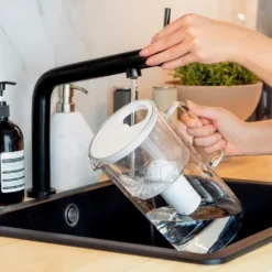 Wessper Wasserfilterkanne Aus Glas 2.5 L Kompatibel Mit Brita Classic -wasserfilterkartuschen | Inklusive 1 Wasserfilter-kartusche, Reduziert Kalk Und Chlor, Weiß -Haushaltswaren Store 48674bc8e24ac78651c900370275f86b