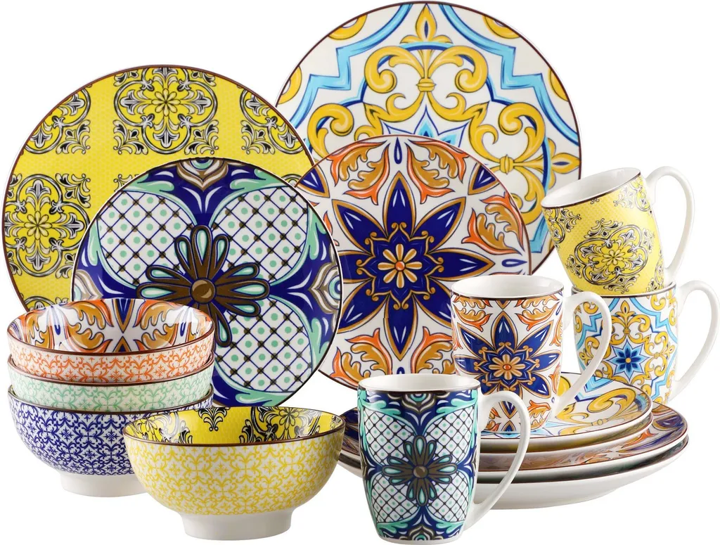 Vancasso Tafelservice Porzellan, JASMIN 16 Teiliges Essgeschirr Kombiservice, Handbemaltes Geschirrset Für 4 Personen, Böhmischer Stil 3 Vancasso Tafelservice Porzellan, JASMIN 16 Teiliges Essgeschirr Kombiservice, Handbemaltes Geschirrset Für 4 Personen, Böhmischer Stil