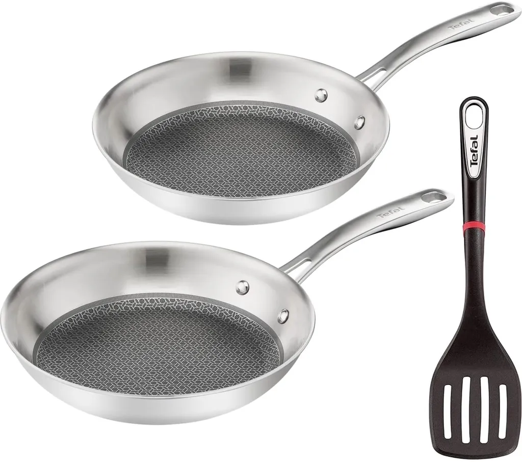 Tefal Pfannenset ETERNAL MESH Edelstahl Kratzfest °24cm/°28cm + Ingenio Pfannenwender 3 Tefal Pfannenset ETERNAL MESH Edelstahl Kratzfest °24cm/°28cm + Ingenio Pfannenwender