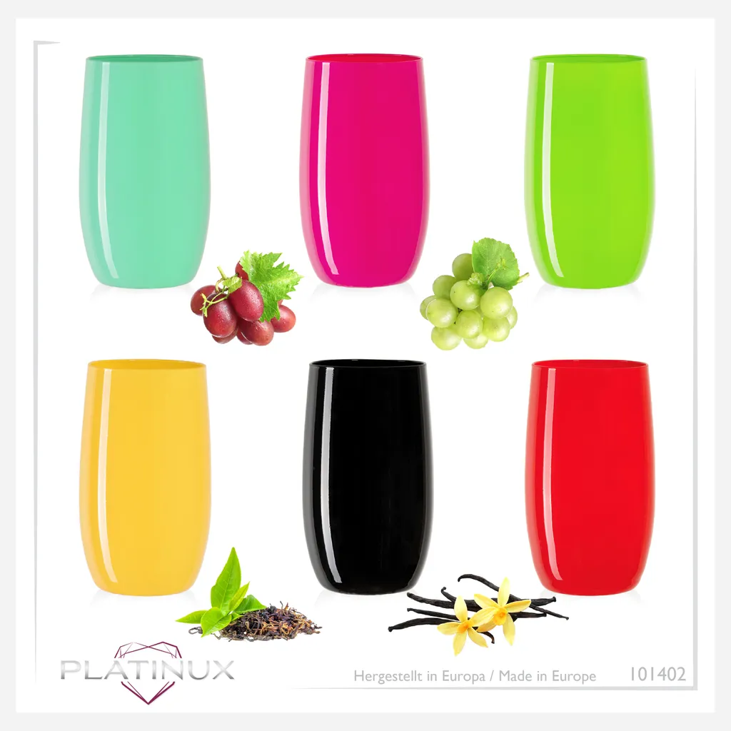 Bunte Elegante Trinkgläser 320ml (max. 400ml) Set 6 Teilig Wassergläser Saftgläser 8 Bunte Elegante Trinkgläser 320ml (max. 400ml) Set 6 Teilig Wassergläser Saftgläser – Bild 6