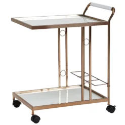 WOHNLING Design Servierwagen Gold 67x80x45 Cm | Mobiler Beistelltisch | Speisewagen Mit Glasplatte | Küchenwagen Milchglas | Teewagen | Mini Bar Auf Rollen -Haushaltswaren Store 4a1e0ffdba127da2bd2c278a9dfc297c