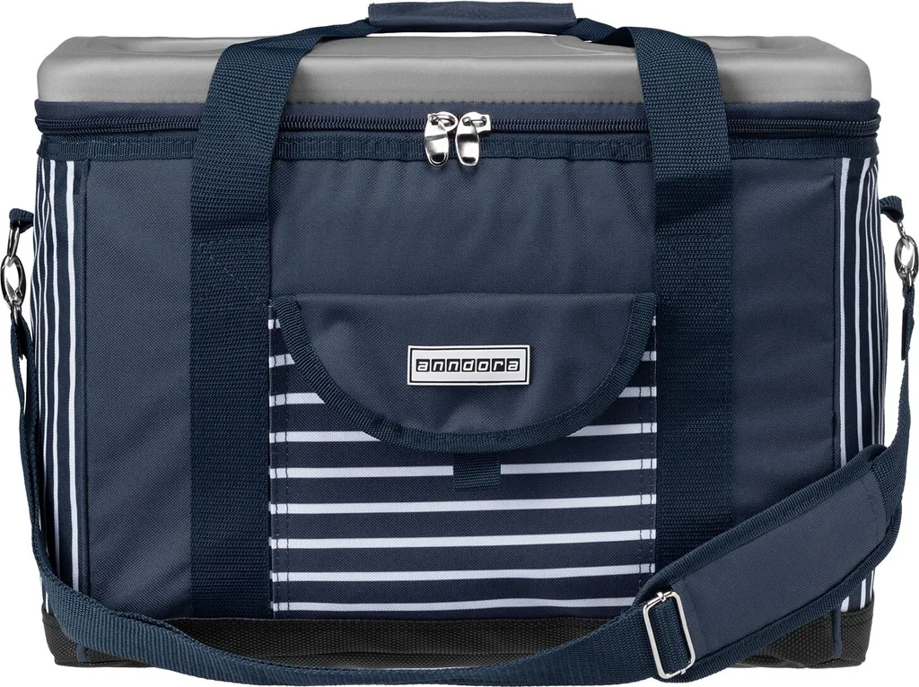 Anndora Kühltasche XL 40 Liter AHOI Mit Reissverschluss - Blau-weis-gestreift 6 Anndora Kühltasche XL 40 Liter AHOI Mit Reissverschluss - Blau-weis-gestreift – Bild 4