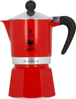 Bialetti Rainbow, Italienische Espresso-Kaffeemaschine, Aluminium, 3 Tassen, Rot -Haushaltswaren Store 4d2a38199c8697e5c2925b4a4ac8aafd