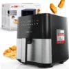Clatronic® Heißluftfritteuse XXL - 5L Fritteuse Heißluft Für Fettfreies Frittieren, Edelstahl-Airfryer Mit Digitalem Touchscreen, 360° Air-Flow, Heißluft-Friteuse Mit 8 Programmen, 1450W - FR 3782 H