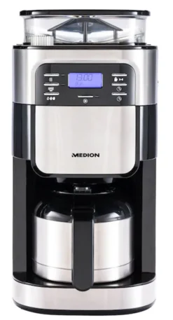 MEDION Kaffeemaschine Mit Mahlwerk Und Thermoskanne (Timer, 1 Liter, 900 Watt, Kaffeebohnenmahlwerk, 8 Mahlstufen, LED Display, Tropf Stopp, Isolierkanne, MD19777) -Haushaltswaren Store 4e2b4ed3ef3933557fdfc61b2d1b5e24