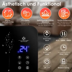 KESSER® Elektro Glasheizung Konvektor Elektroheizung Heizung Heizkörper Touch Display, Modell:Schwarz / 2000 Watt 13 KESSER® Elektro Glasheizung Konvektor Elektroheizung Heizung Heizkörper Touch Display, Modell:Schwarz / 2000 Watt -Haushaltswaren Store 4f118e8fca100d36f84cd9a8372338ba