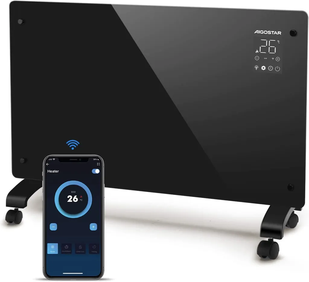 Aigostar Elektroheizung, Elektro Glasheizung, Konvektor-Heizung, LED Touchscreen Einstellbare Temperatur, 2000 W 3 Aigostar Elektroheizung, Elektro Glasheizung, Konvektor-Heizung, LED Touchscreen Einstellbare Temperatur, 2000 W