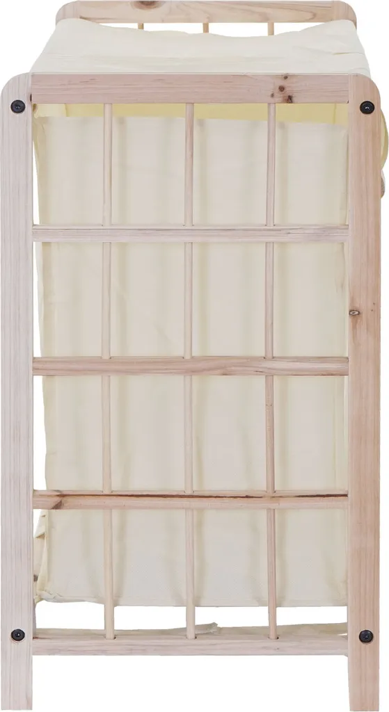 Wäschesammler HWC-B60, Laundry Wäschebox Wäschekorb, Massiv-Holz 2 Fächer 60x60x33cm 68l Hellbraun, Bezug Creme 8 Wäschesammler HWC-B60, Laundry Wäschebox Wäschekorb, Massiv-Holz 2 Fächer 60x60x33cm 68l Hellbraun, Bezug Creme – Bild 6