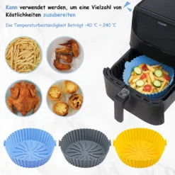 3x Air Fryer Silikontopf Wiederverwendbarer Ofen Multif Cooking Baking Tray Liner Für Ofen, Mikrowelle, Kuchenbackform, Dampfgarer