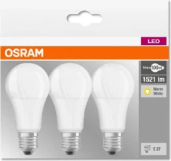 Osram LED-Lampe BASE C60, E27, EEK: F, 14W, 1521 Lm, 2700 K, 3 Stück -Haushaltswaren Store 52d0de745bcd0a9cf99e5bf93f32a789