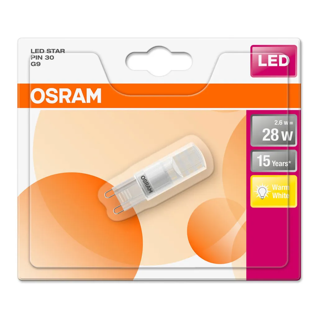 2 X Osram LED Leuchtmittel Stiftsockellampe 2,6W = 30W G9 Matt 290lm Warmweiß 2700K 9 2 X Osram LED Leuchtmittel Stiftsockellampe 2,6W = 30W G9 Matt 290lm Warmweiß 2700K – Bild 7