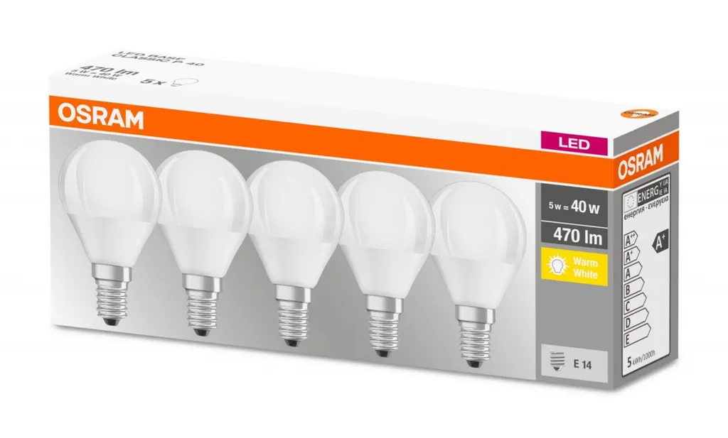 Osram Base, 4,9 W, 40 W, E14, 470 Lm, 10000 H, Warmweiß 7 Osram Base, 4,9 W, 40 W, E14, 470 Lm, 10000 H, Warmweiß – Bild 5