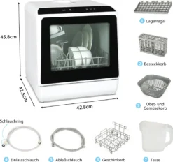 Puluomis Geschirrspüler 5L Geschirrspülmaschine Mini Spülmaschine Tischgeschirrspüler 45cm Freistehend, Funktioniert Mit/ohne Wasseranschluss, Kompakt, Für Büro, Kleine Wohnung, Camping, Wohnwagen, Weiß 19 Puluomis Geschirrspüler 5L Geschirrspülmaschine Mini Spülmaschine Tischgeschirrspüler 45cm Freistehend, Funktioniert Mit/ohne Wasseranschluss, Kompakt, Für Büro, Kleine Wohnung, Camping, Wohnwagen, Weiß -Haushaltswaren Store 54780f156f5f2ff72cc991631c312244