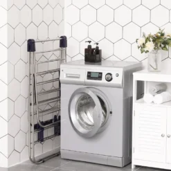 SONGMICSWäscheständer Silbern Aus Edelstahl 147 X (97-128) X 56 Cm Klappbar Verstellbare Höhe Standtrockner Wäschetrockner LLR502 -Haushaltswaren Store 54b89005c125d52c60f59087439c4e0c