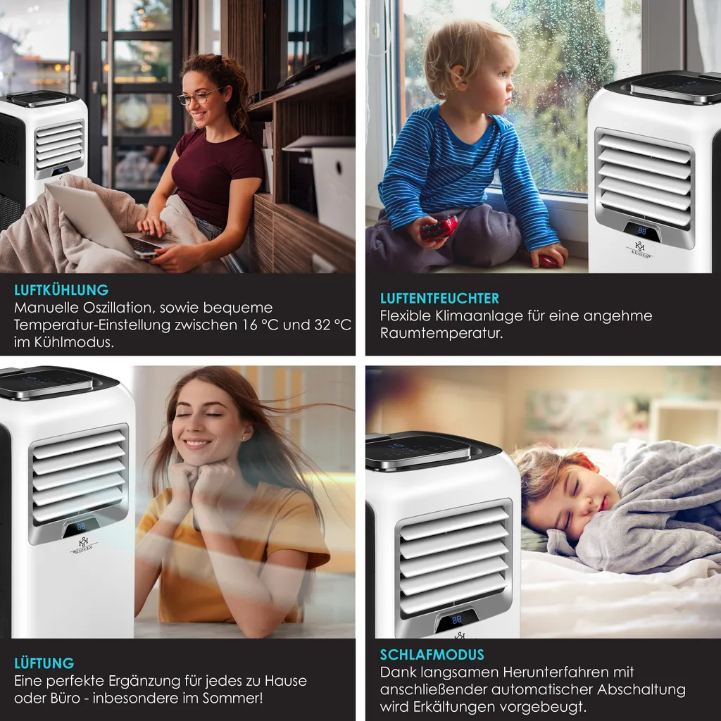 KESSER® – Klimaanlage Mobiles Klimagerät 4in1 Kühlen, Luftentfeuchter, Lüften, Ventilator - 12.000 BTU/h (3.500 Watt) 3,5 KW - Klima Mit Montagematerial, Fernbedienung Und Timer, Nachtmodus (EEK: A), Farbe:Weiß / Schwarz 14 KESSER® – Klimaanlage Mobiles Klimagerät 4in1 Kühlen, Luftentfeuchter, Lüften, Ventilator - 12.000 BTU/h (3.500 Watt) 3,5 KW - Klima Mit Montagematerial, Fernbedienung Und Timer, Nachtmodus (EEK: A), Farbe:Weiß / Schwarz – Bild 12