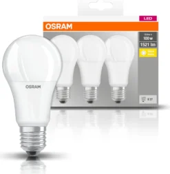 Osram LED-Lampe BASE C60, E27, EEK: F, 14W, 1521 Lm, 2700 K, 3 Stück -Haushaltswaren Store 55062bc866e01672f0788b8627ea1898